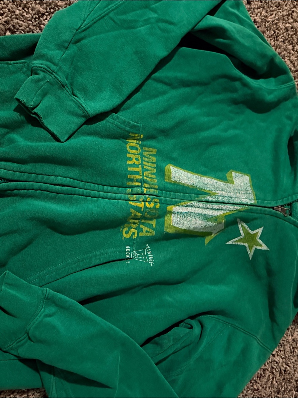 Majestic Green Zip-Up Hoodie Minnesota Northstar vintage Graphic